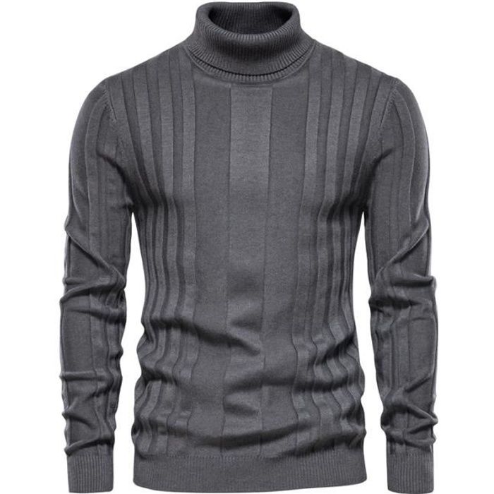 Sykooria Pullover Homme Col Roule Étroit Laine, Pulls Basique Homme Hiver  Manches Longues Chandails en Tricot Slim Fin,Gris Foncé,S : : Mode