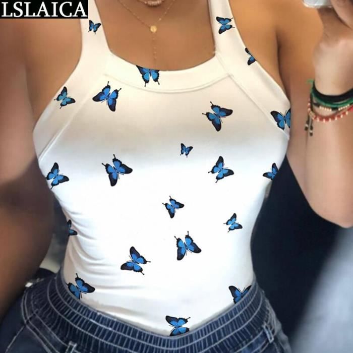 Débardeur Femme Sans Manches - Haut Croisé Dos Nu Avec Nœud, Style Décontracté Et Sexy Pour L'Été