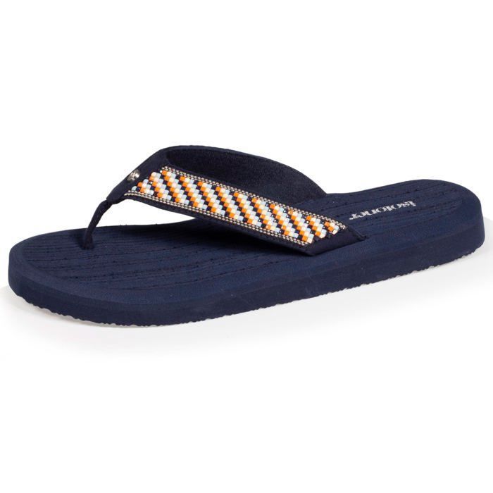 Tongs Femme Isotoner Marine Tige perlée ultra confort Cdiscount