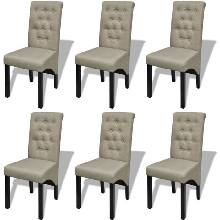 Lot de 6 Chaise de salle à manger 6 pcs Tissu Beige - Cdiscount Maison