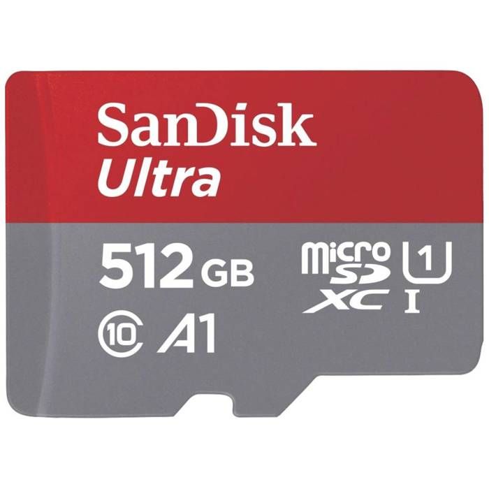 SanDisk microSDXC Ultra 512GB (A1/UHS-I/Cl.10/150MB/s) + Adapter Mobile Carte microSDXC 512 GB A1 Application Perform SanDisk microSDXC Ultra 512GB (A1/UHS-I/Cl.10/150MB/s) + Adapter Mobile Carte microSDXC 512 GB A1 Application Perform