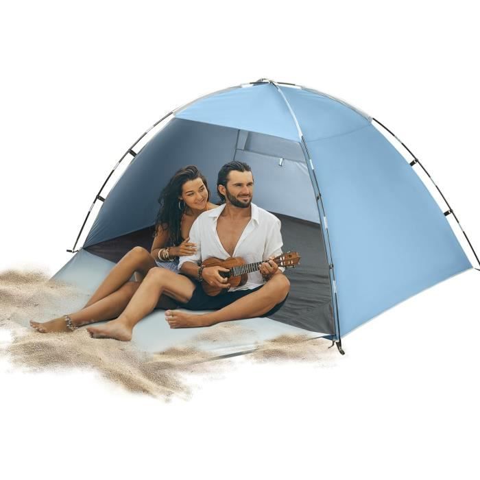 OUTSUNNY Tente de plage - abri solaire de camping - poteaux, piquets