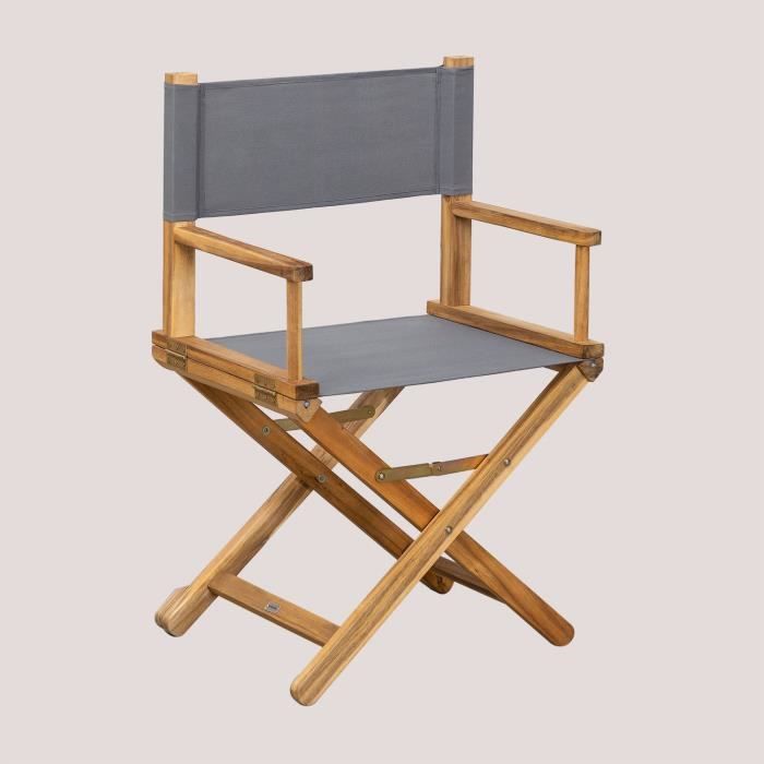SKLUM Chaise De Réalisateur Pliante De Jardin En Bois Ridley Gris Armée - Jardin