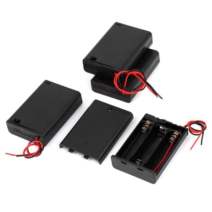 5Pcs Fil De Plomb Porte-piles Boîte pour 3 x 1.5V piles AA