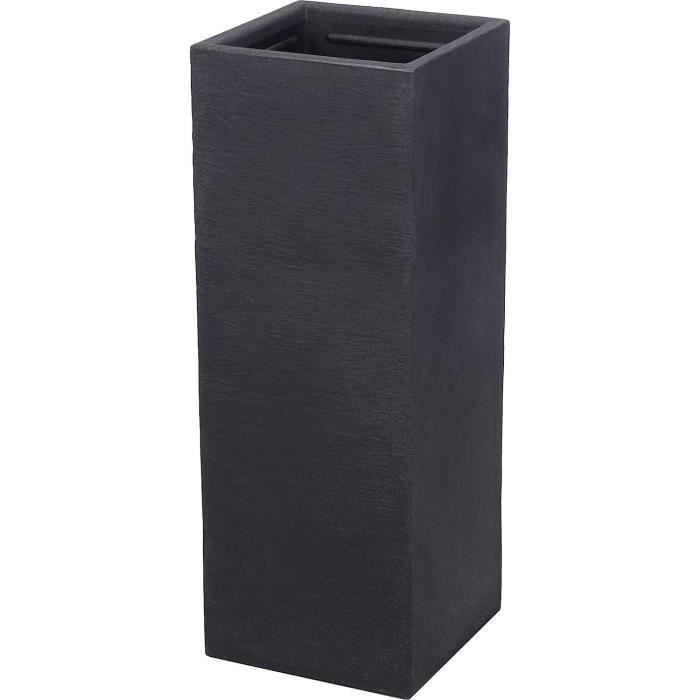 Spetebo Pot De Fleurs Carré XXL 80 Cm Anthracite - Jardinière Colonne Plastique Intérieur Extérieur