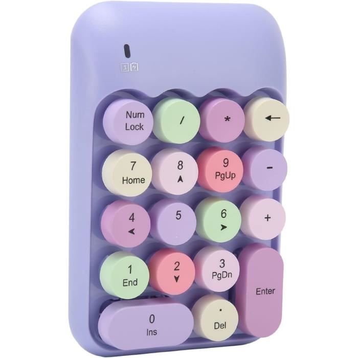 Pavé Numérique Sans Fil 2,4 GHz - 18 Touches Rondes, Design Rétro Couleur Thé Au Lait | Pour Comptabilité, Excel - 5