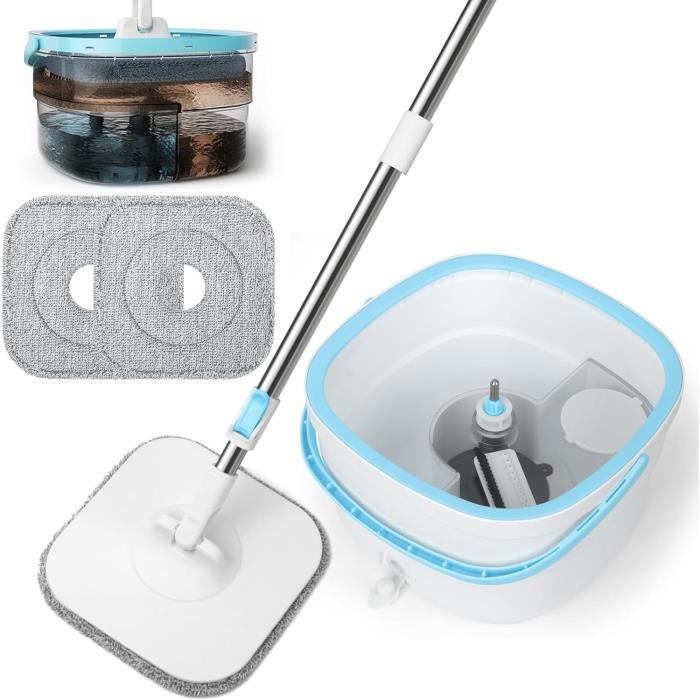 Withosent 130cm Balai Serpillère avec Seau Essoreur, 2 en 1 Système de Filtre Ssépare la Saleté