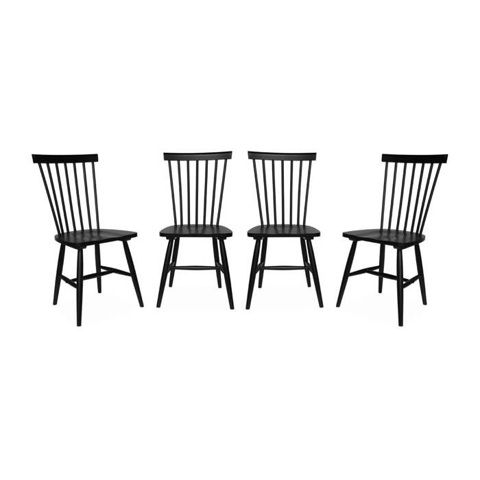 Lot de 4 chaises noires à barreaux en bois dhévéa. ROMIE. L 50.8 x P 44.2 x H 90cm Lot de 4 chaises noires à barreaux en bois dhévéa. ROMIE. L 50.8 x P 44.2 x H 90cm