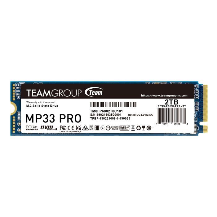SSD Teamgroup MP33 Pro 2000 Go .2 2280 - vue 2