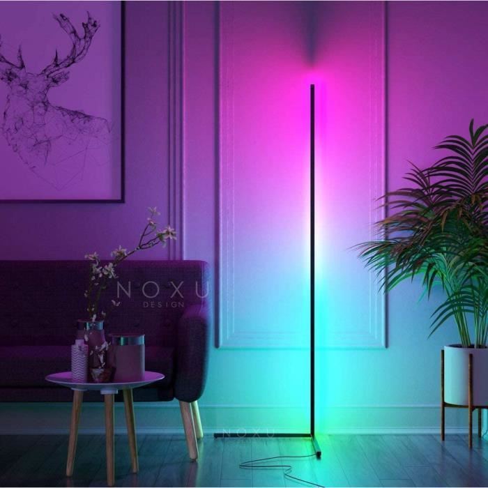 lampe de soirée disco RVB à changement de couleur avec mode musique réactive Lampadaire d'angle RGBIC Lampe sur pied LED à intensité variable avec télécommande pour salle de jeux salon 