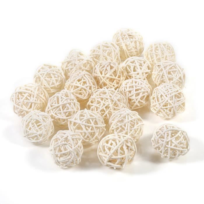 15 Boules Rotin 5cm Déco Naturelle - Mariage, Décoration Table, Vase