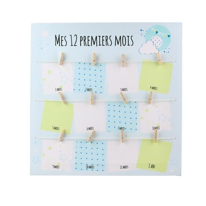 Toile Pele Mele Photo Bebe 12 Mois Bleu Autres Bleu Cdiscount Maison