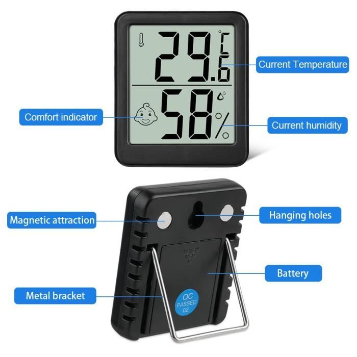 Lot De 5 Mini Thermomètres Hygromètres Numériques - Précision Température/Humidité - Pour Maison, Serre, Guitare
