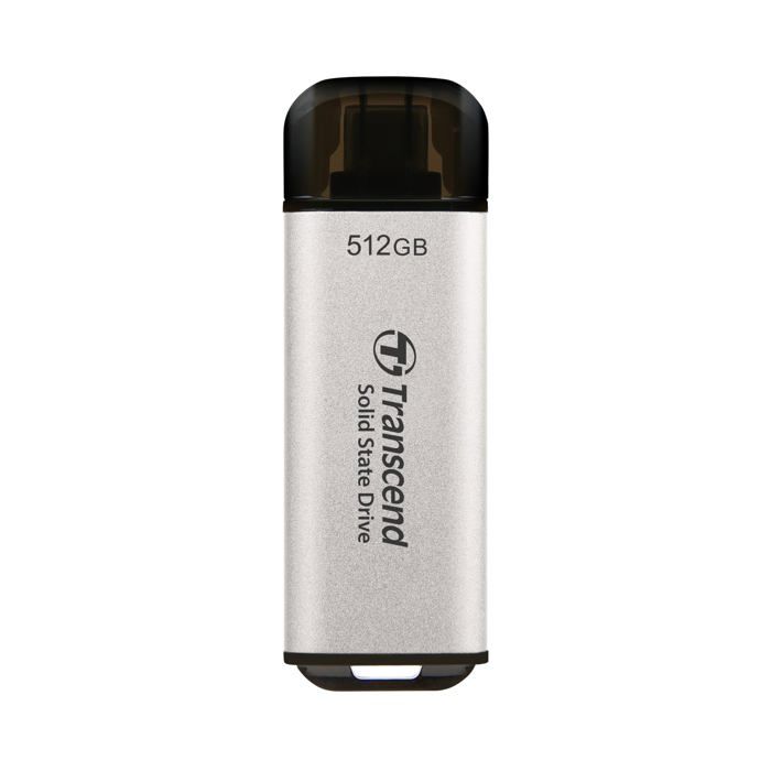 SSD externe – Transcend – ESD300S – 512 Go – USB 3.2 Gen 2×1 – couleur argent