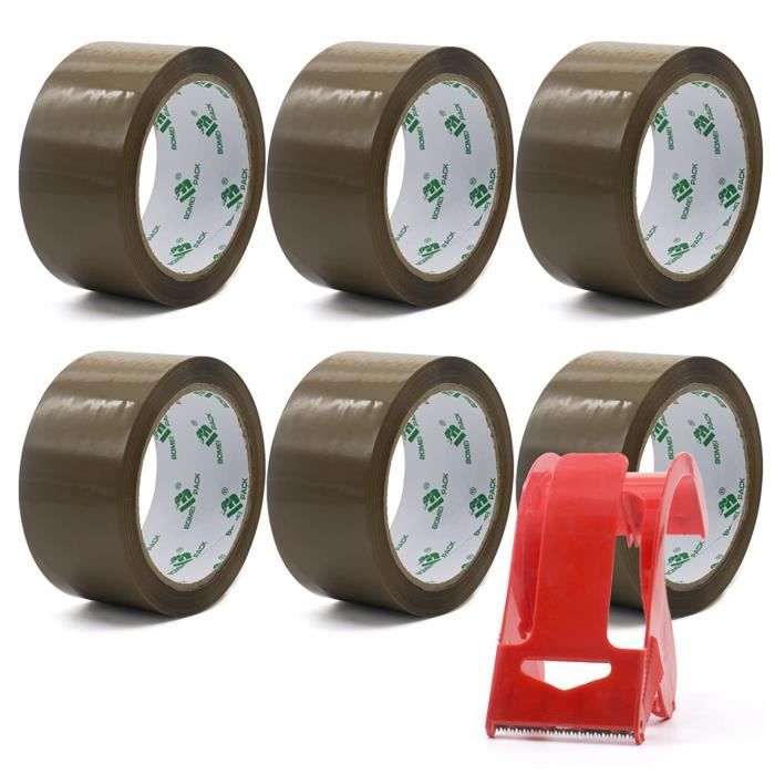 Lot De 6 Rouleaux De Ruban Adhésif Marron - 66 M X 50 Mm, Pour Emballage Carton