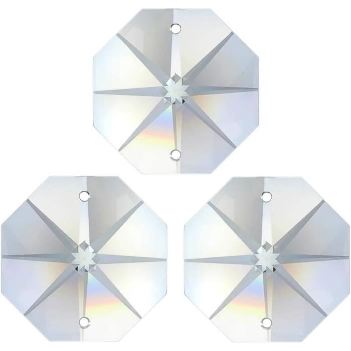 Lot De 12 Cristaux Pour Lustre En Forme D'Étoile Octogonale - 6cm, Transparent, Laiton 30% Pbo - Idéal Chandelier, Plafonnier, Lampe Murale