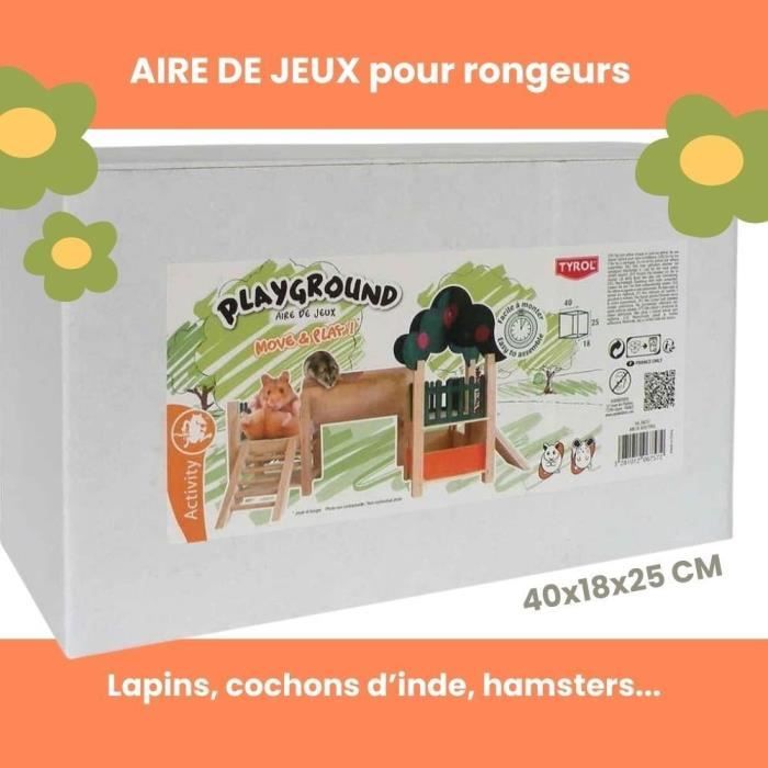 Accessoire rongeur - TYROL - Aire de jeux - 40 x 18 x 25 cm - Tunnel 3 cm cachette grimpe souris