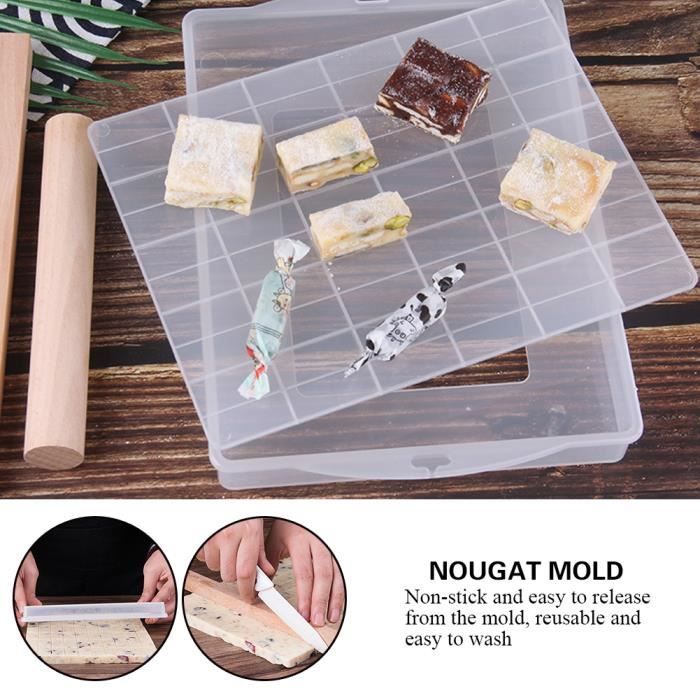Acheter Moule à Nougat en Silicone fait à la main, tapis antiadhésif,  épingles à rouler plates en bois, outils de pâtisserie, 4 pièces