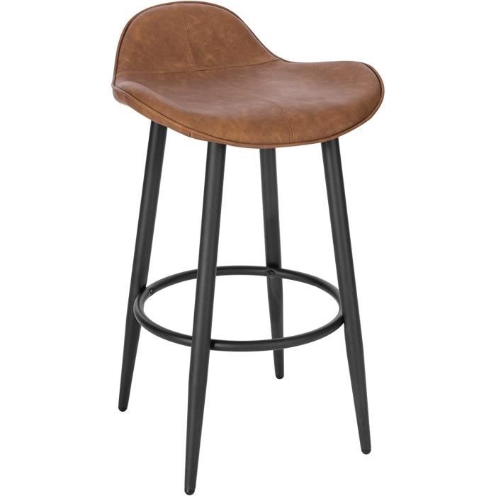 2 Tabourets De Bar WOLTU - Cuir Artificiel Et Bois, Blanc, 92cm Hauteur, Style Scandinave