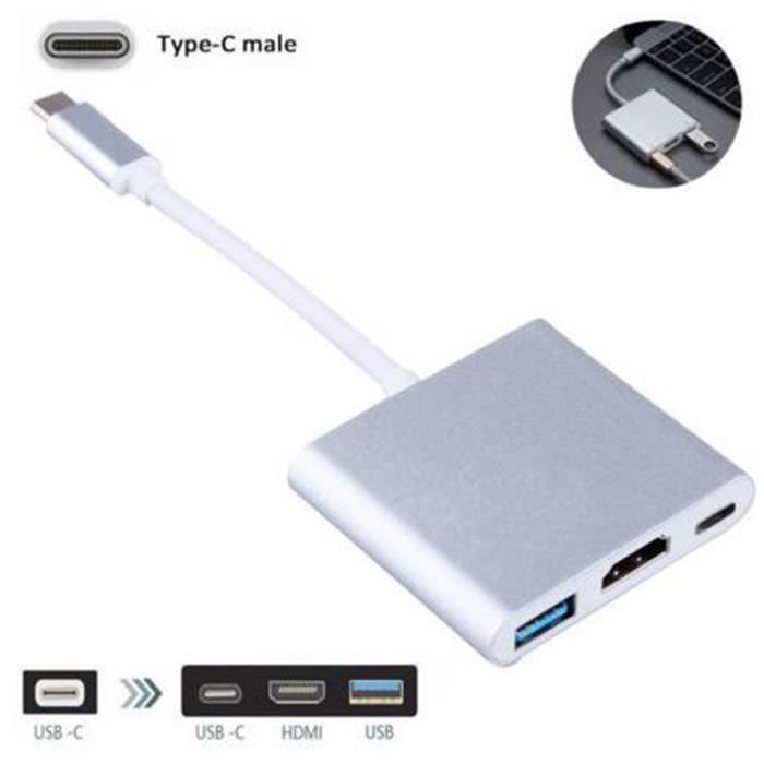 Multiport Charge Port adapteur Adaptateur USB 3.1 Type C Male vers HDMI USB 3.0