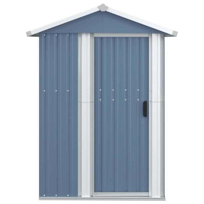 Abri De Jardin Gris 126x97,5x177 Cm En Acier Galvanisé - Rangement Extérieur Robuste 26.76 Kg