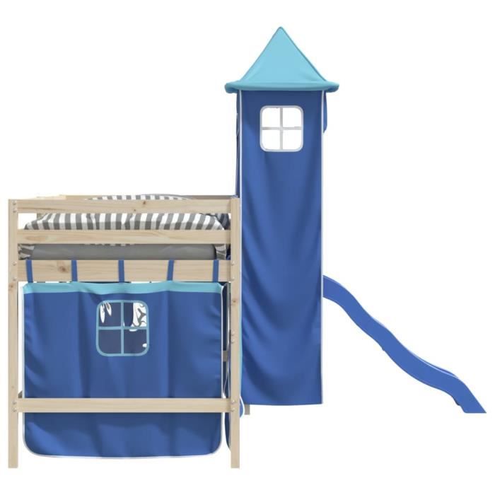 Rideaux, Tunnel Et Tour Pour Lit Mezzanine - Ensemble Noir Et Blanc En Polyester - Crée Une Cabane/aire De Jeux Pour Enfant