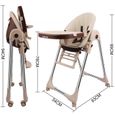 Chaise Haute Repas pour Bébé/Enfant,Chaise Évolutive Pliable,Siège Réglable avec 4 roues et ceinture de sécurité,Beige-1