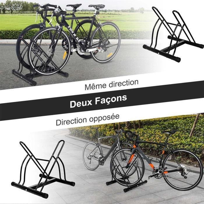 COSTWAY Système Range-vélo en Acier Râtelier 2 Vélos Fixation Sol pour Rack  d'emballage de Vélos Utilisation Intérieure/Extérieure