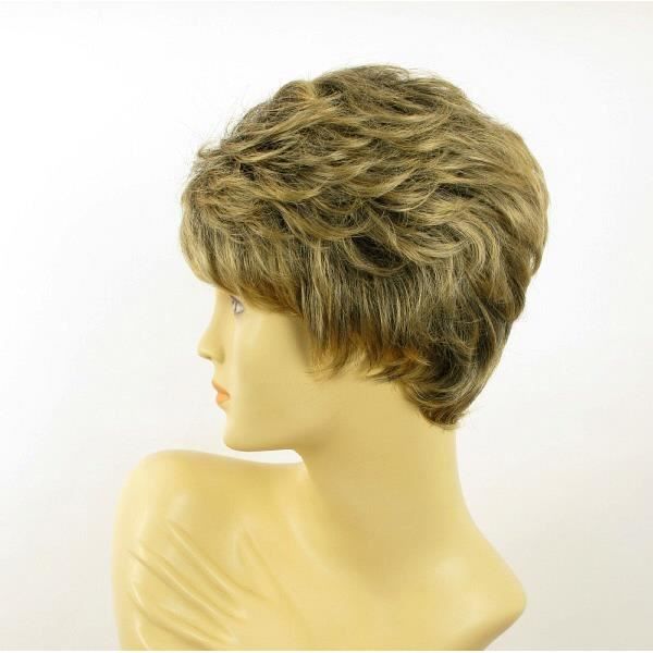 Perruque Femme Courte Valentine Brun Méché Doré - Synthétique, Neuve Avec étiquettes