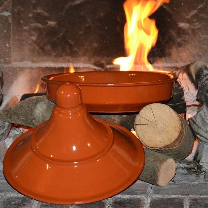 Grande Tajine En Terre Cuite Vernissée – 27 Cm – Rouge – Sans Marque