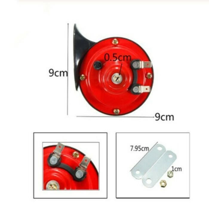 Lot De 2 Klaxons Pneumatiques 300 DB - 12V, Super Puissants Et Étanches, Pour Voiture, Camion, Moto, Bateau (Rouge) - 4