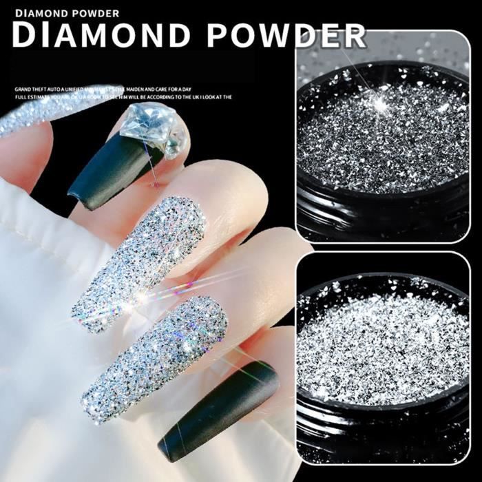 ongles en acrylique avec poudre de paillettes