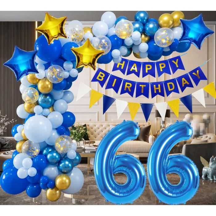 Décoration 66 Ans Anniversaire Bleu Argent, Ballons Guirlande 66 Ans Décoration 66 Ans Anniversaire Bleu Argent, Ballons Guirlande 66 Ans