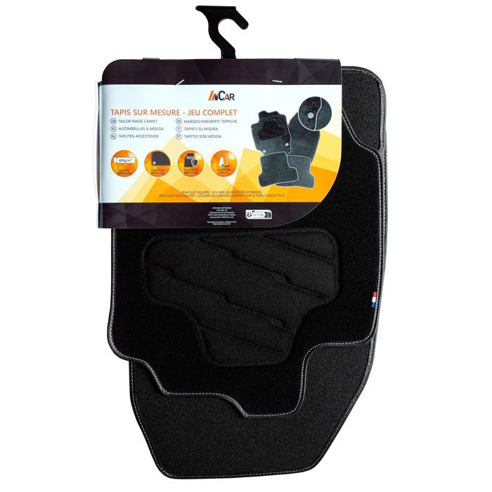 Tapis De Sol Velours Pour Peugeot 308 2014-2021 - Noir Avec Logo - Antidérapant Et Renforcé