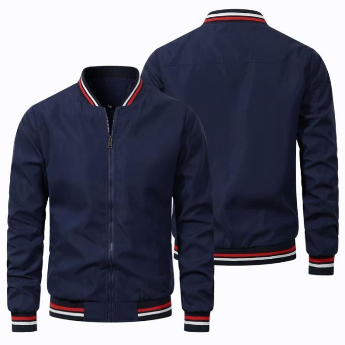 Veste Bomber Blouson Aviateur Homme Mi Saison Casual En Jeans Col Officier Effet Usé - Gris - INSFITY Gris - Prêt-à-Porter