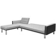 6267JOLI® Canapé d'angle réversible convertible Sofa de salon Confortable• Canapé-lit Scandinave tissu 218 x 155 x 69 cm Noir et Gri-2