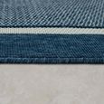 Tapis À Poils Ras Intérieur & Extérieur Aspect 3D Bordure Uni Look Naturel Bleu [80x150 cm]-2