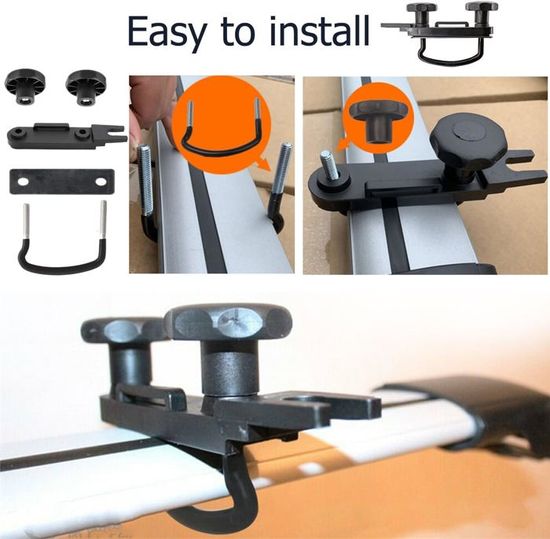 Support Universel Coffre De Toit Voiture - Fixation U Avec Boulons Et Plaques - Accessoires Auto