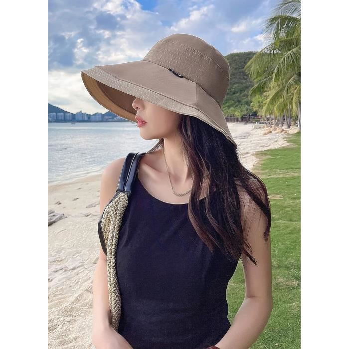 Chapeau De Soleil Femme Anti-UV - Pliable, Réglable - Protection Cou UPF 50+ - Voyage, Plage