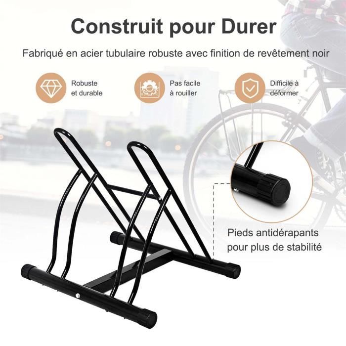 COSTWAY Système Range-vélo en Acier Râtelier 2 Vélos Fixation Sol pour Rack  d'emballage de Vélos Utilisation Intérieure/Extérieure - Cdiscount Auto