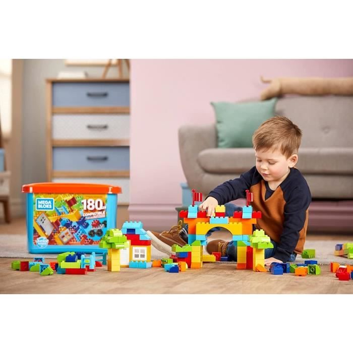 Mega Bloks boîte Junior Builders, jeu de blocs de construction, 180  briques, pour enfant et bébé dès 2 ans, GJD22