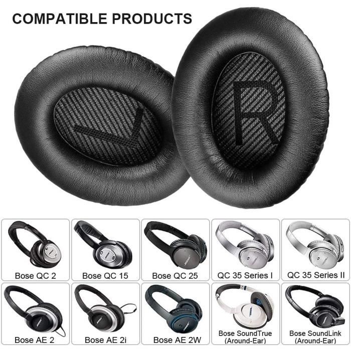 Coussinets d'oreille pour Bose QC35 I/II, QC25, QC15, QC 2 AE 2, AE
