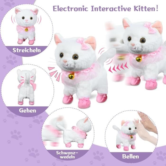 Jouet Chat Telecommande MARSEE Peluche electrique avec laisse interactive et queue mobile Jouet interactif pour enfants Cdiscount