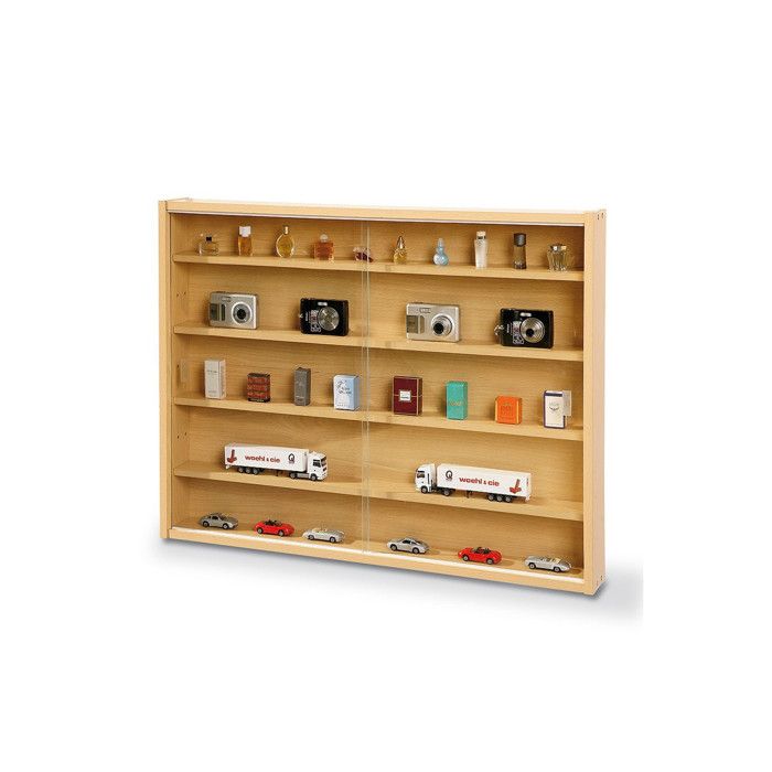 Meuble Exposition Figurines Vitrine Murale 5 Compartiments Noire COLLECT - Porte En Verre, Pour Objets De Collection - 80x9.5x60 Cm Meuble Exposition Collection Objets