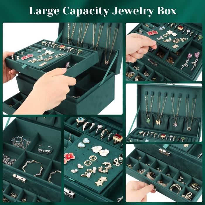 Porte Bijoux Collection Eucomir Boîte à Bijoux Pour Femme, 2 Couches Grand Boite A Bijoux Fille De Voyage Étui En Cuir PU Pour Bagues, Bracelets, Boucles D'oreilles, Colliers,Noir Porte Bijou Maison Du Porte Bijoux Collection Eucomir Boîte à Bijoux Pour Femme, 2 Couches Grand Boite A Bijoux Fille De Voyage Étui En Cuir PU Pour Bagues, Bracelets, Boucles D'oreilles, Colliers,Noir Porte Bijou Maison Du