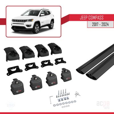 Acpar ACE-2 Dakdrager 2 Staven Voor Jeep Compass 2017-2025 - Zwart Aluminium