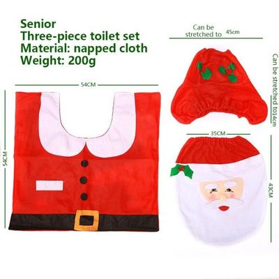 Housse D'abattant WC De Noël - Motif Père Noël, Tissu Absorbant - Lavable, Décoration Salle De Bain