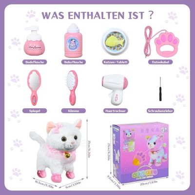 Chat Électronique Interactif Pour Enfant - Peluche Qui Marche Et Miaule