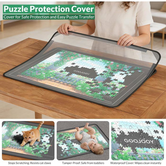 Plateau Puzzle 1500 Pièces – 95x65 Cm – 8 Bacs De Tri Colorés – Couvercle Anti-Poussière – Pliable Et Antidérapant