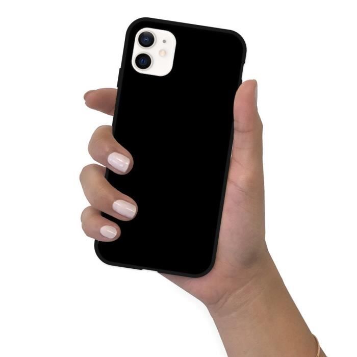 Coque compatible avec iPhone Xr Silicone Liquide noir avec vitre de  protection en verre trempé – Evetane